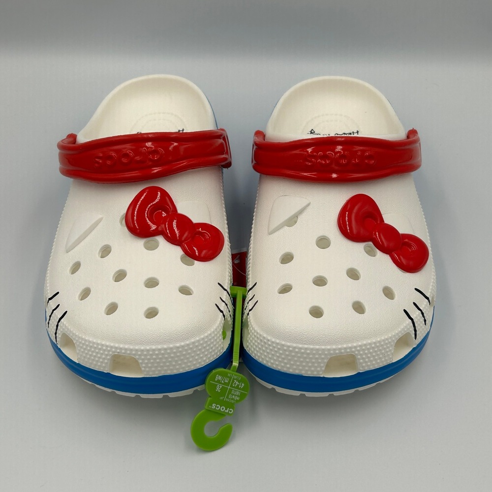 Crocs Hello Kitty I Am Classic Clog Unisex W10 M8‎ White Red NEW 209438-100